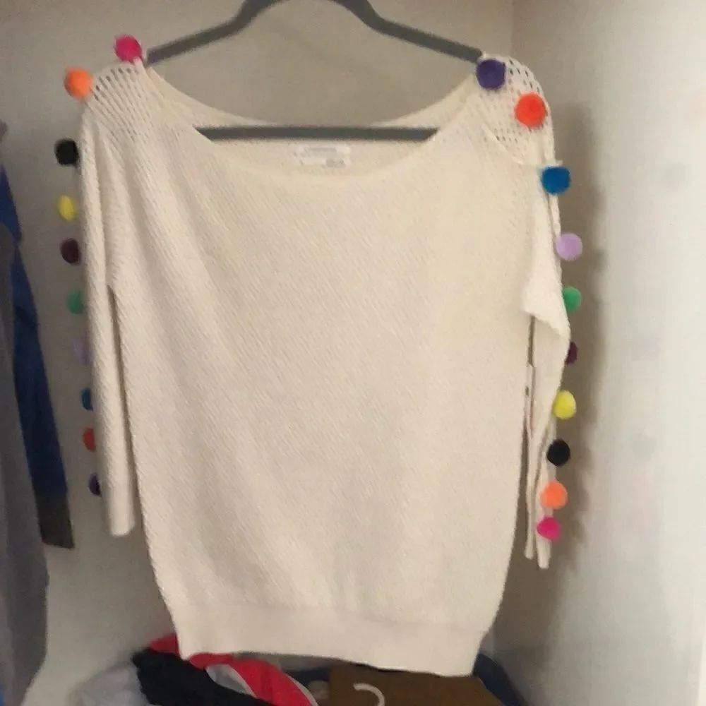 Anthropologie pom pom rainbow sweater NWT XS